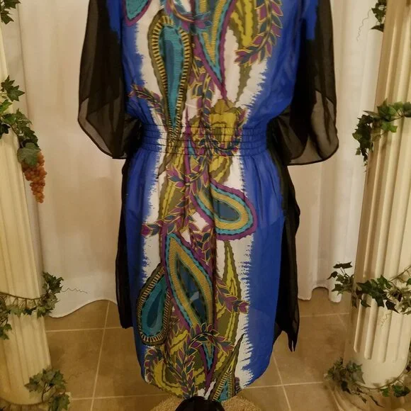 Bisou Bisou Blue with pattern sheer NWOT 14 - Picture 6 of 6